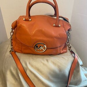 Michael Kors Orange Leather Convertible Shoulder Bag
